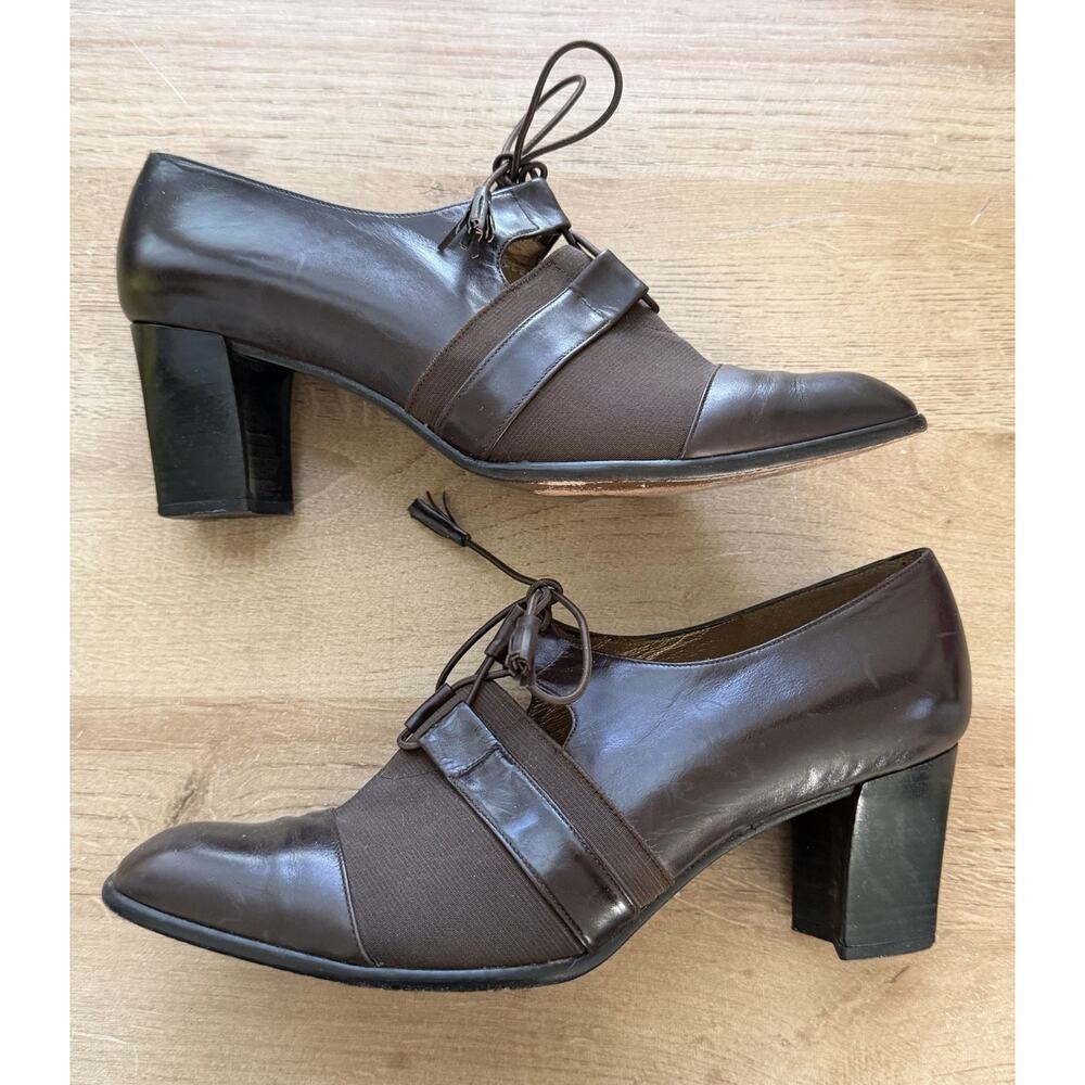 Stuart Weitzman Chocolate Brown Chunky Heel Bootie Vintage CBK 90s Minimalist - Picture 2 of 8